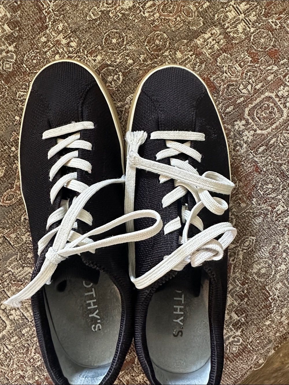 Rothy's Black Knit Sneakers with White Laces